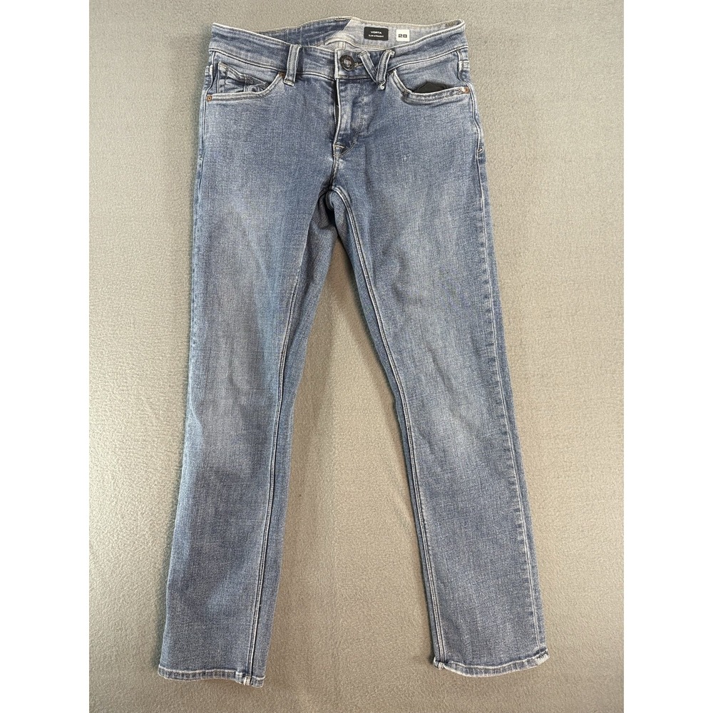 Volcom Vorta Slim Straight Jeans Mens 28x28 Med Wash Blue Slim Denim Casual